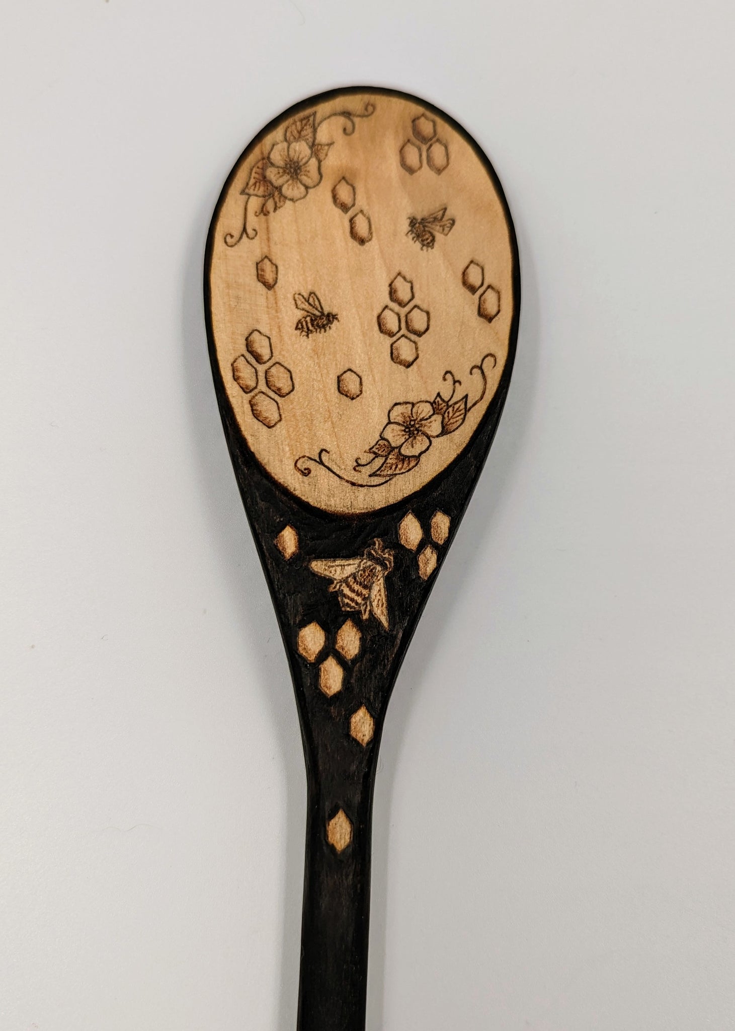 Hand burned Bee Themed Wooden Spoon