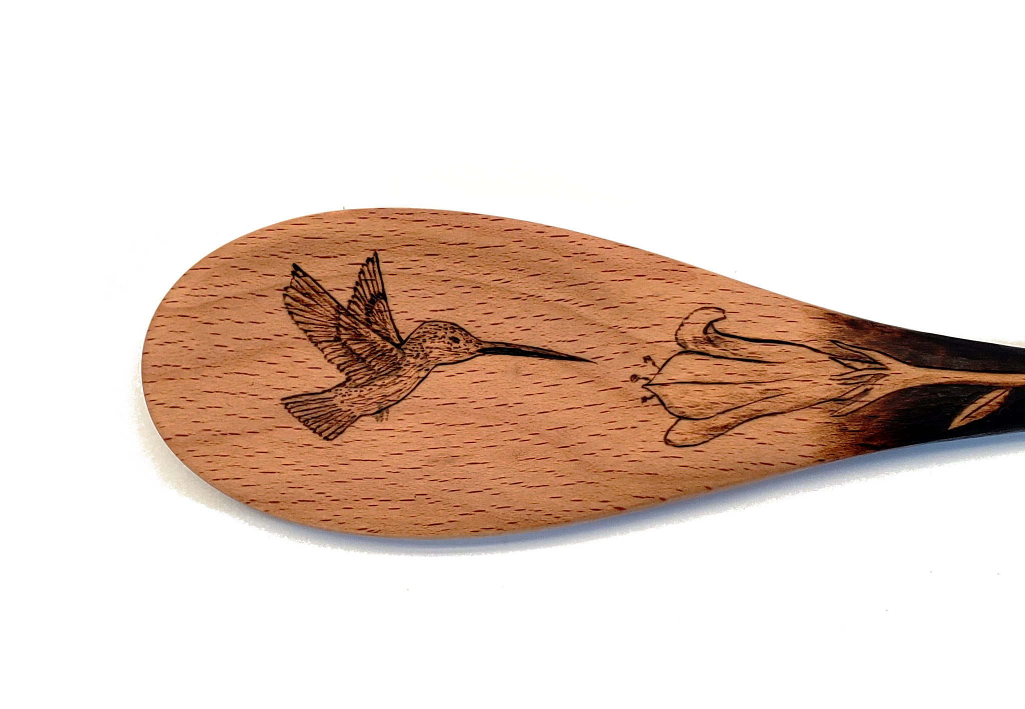 Hand burned Hummingbird Wooden Spoon