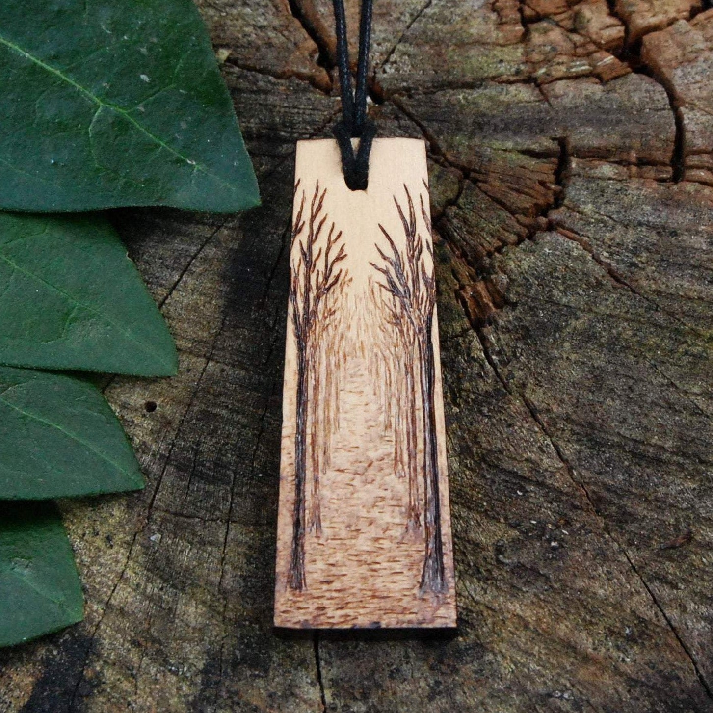 Hand Carved and Woodburned Pendant