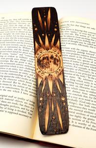 Moon Mandala Woodburned Bookmark