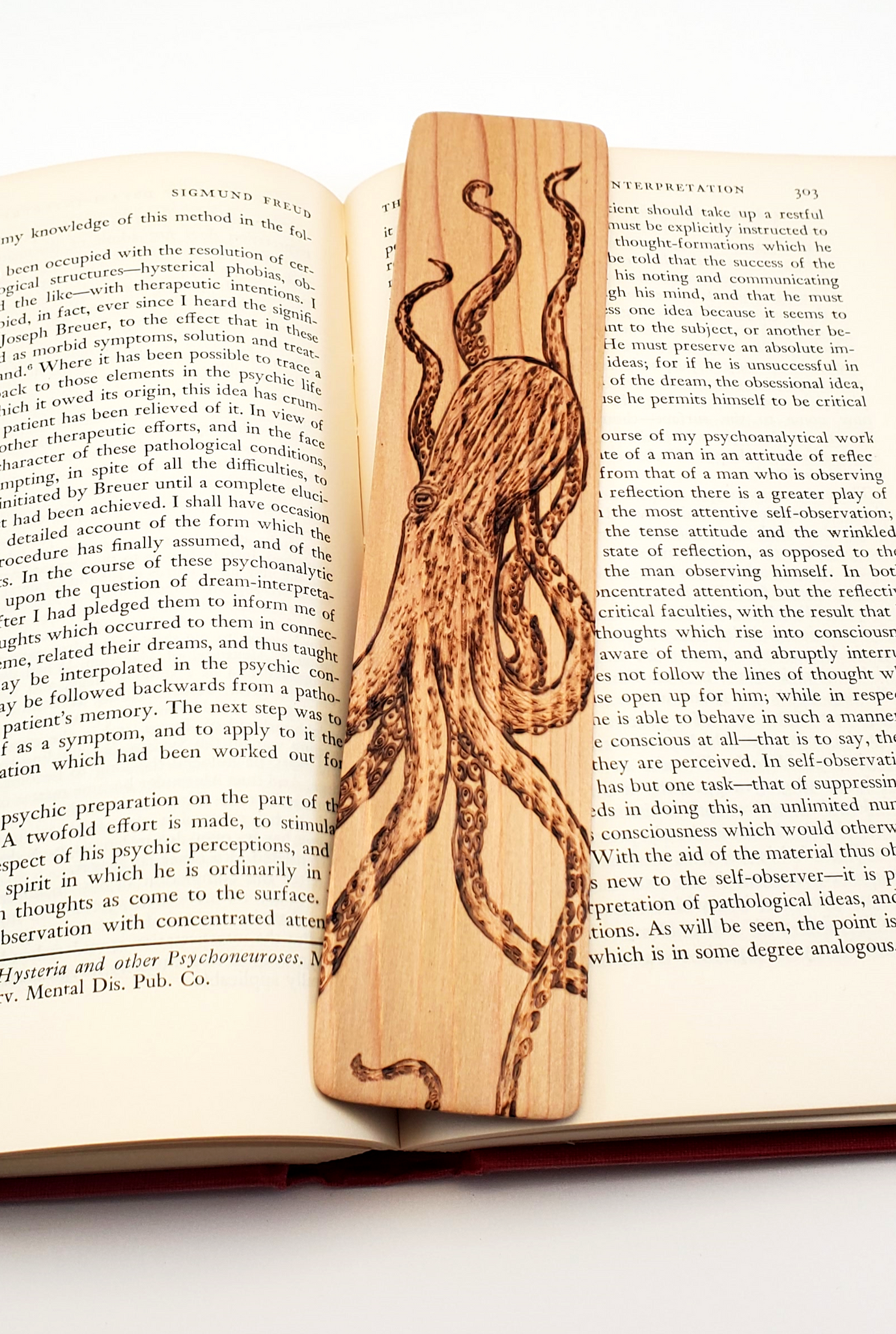 Octopus Woodburned Bookmark